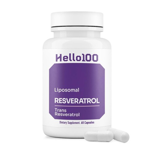 HELLO100 High Purity Liposomal Trans Resveratrol Supplement - 250 Mg | 60 Capsules